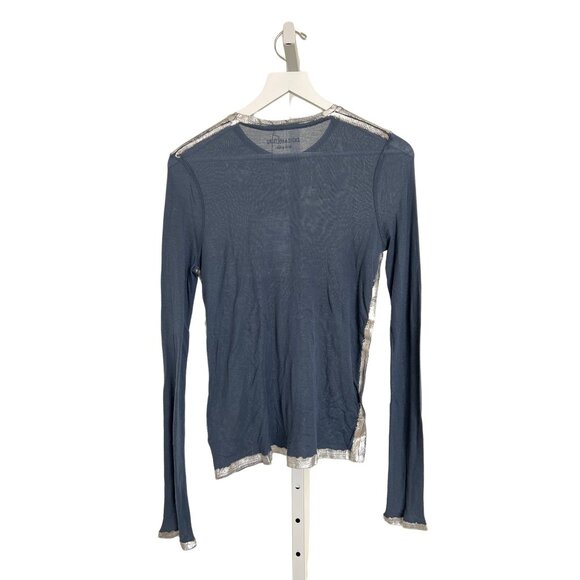 Zadig & Voltaire Navy Long Sleeve Sheer Crew Neck Top - Picture 3 of 6